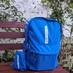 Mochila Be Your Self unisex, vibrante azul, estuche incluido, para escuela, universidad, trabajo, viajes y uso casual.