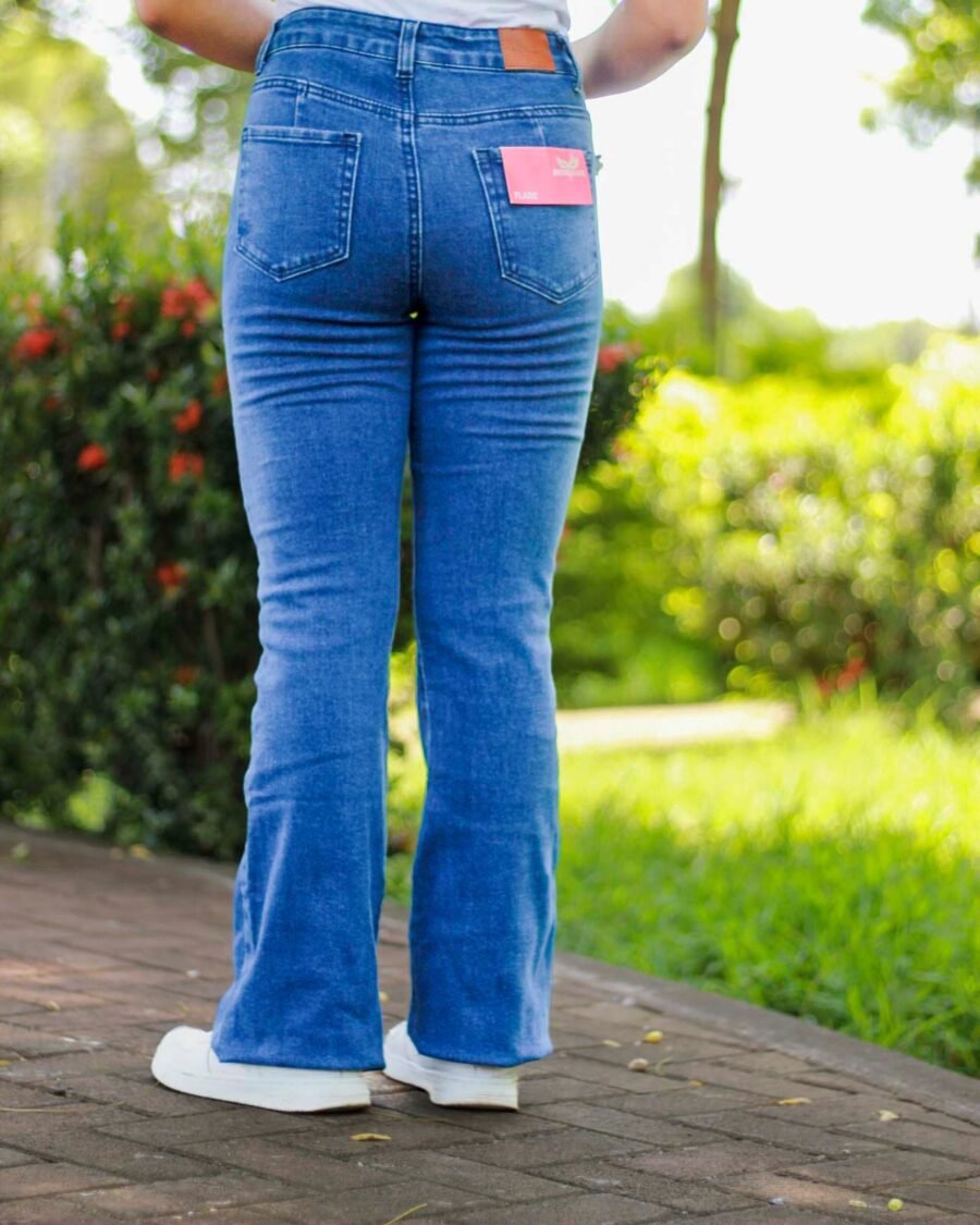 Pantalón campana para mujer, pantalones acampados de mezclilla