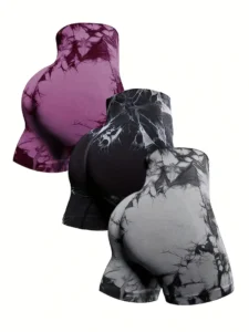 Licras Leggins cortos push up de mujer, deportivas Tie Dye  de manchas