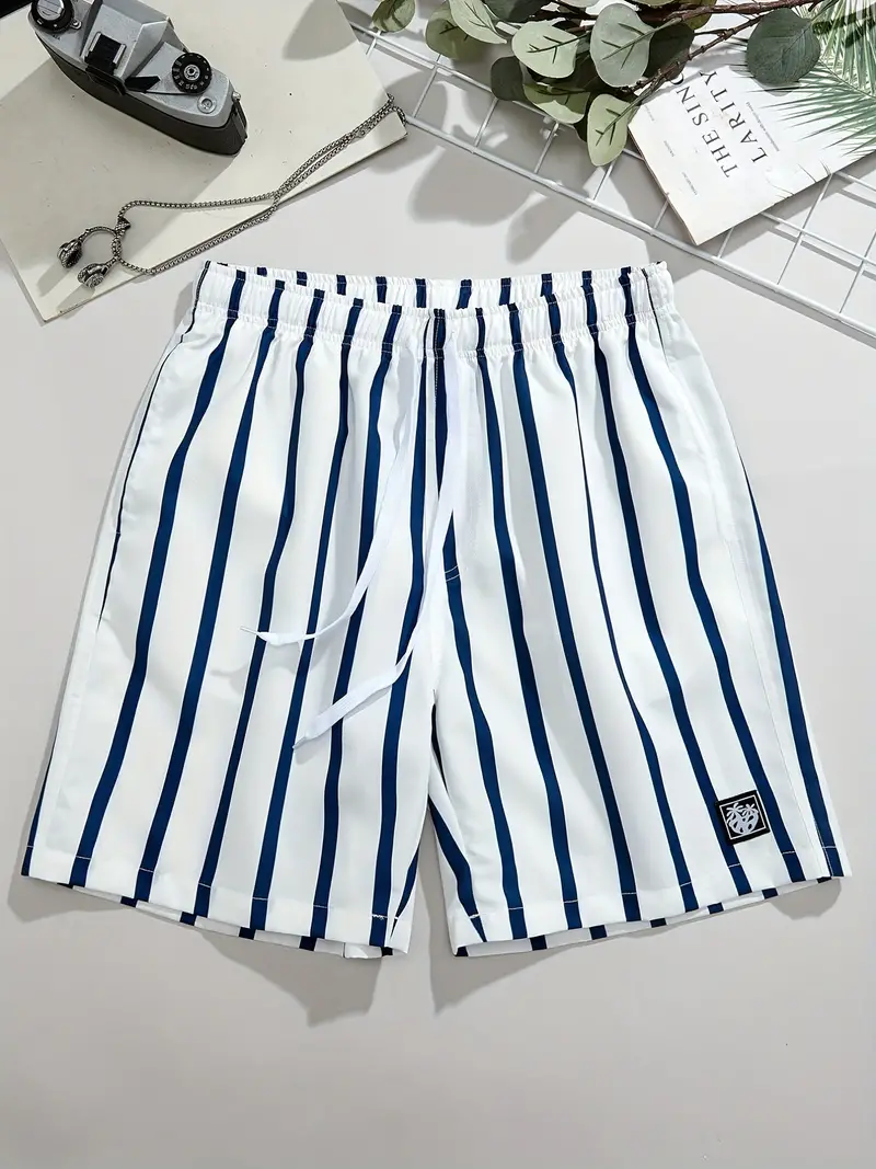 Pantalones cortos de playa a rayas, cómodos y elegantes para hombre impermeables. shores playeros, short comodo de verano, bermudas