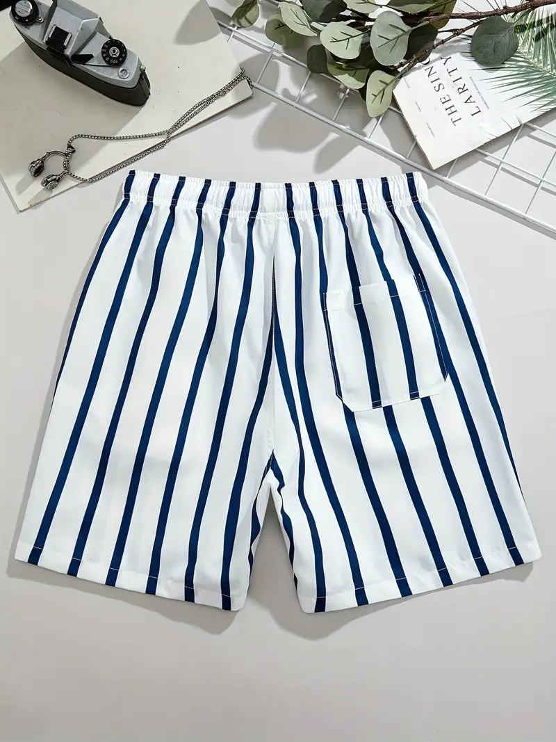 Pantalones cortos de playa a rayas, cómodos y elegantes para hombre impermeables. shores playeros, short comodo de verano, bermudas