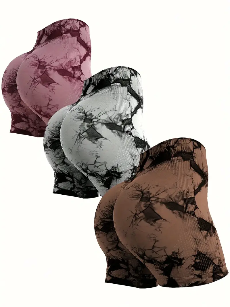 Leggins cortos para mujer Tie Dye, licras deportivas de manchas levanta gluteos