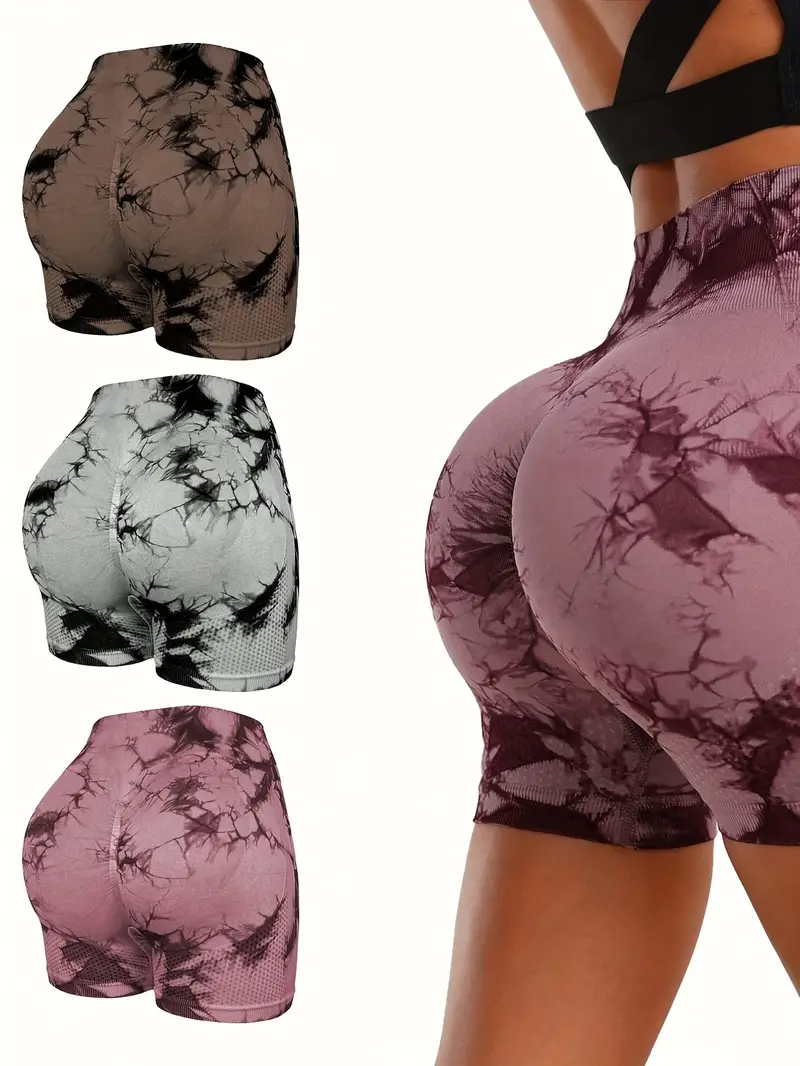 Leggins cortos para mujer Tie Dye, licras deportivas de manchas levanta gluteos