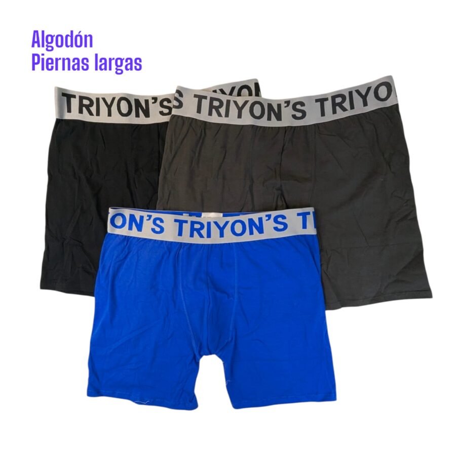 Conjunto de tres boxers para hombres piernas largas, combo pack de bóxeres de algodon, set de tres, ropa interior de caballero, calzoncillos de varón