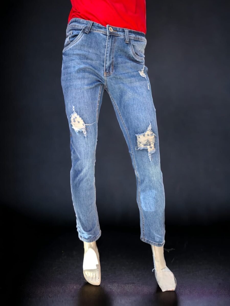 Pantalon Rasgado REDOX de hombre, pantalones tubo de hombres rasgados, pantalones jeans de mezclilla