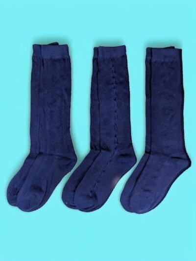 conjunto de Tres pares de Calcetas caladas colegial, set de tres, pack, paquete para la escuela de mujeres, niñas, juveniles azules