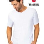 Camisetas tricotextil, camisas de cuello V blancas de algodón