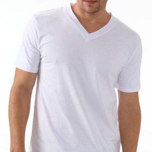 Camisetas tricotextil, camisas de cuello V blancas de algodón
