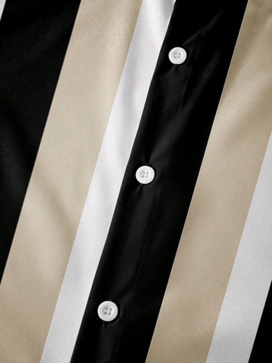 Manfinity Dauomo Hombres Camisa con estampado de rayas, camisas para caballeros, camisas de vestir mangas cortas franjas verticales