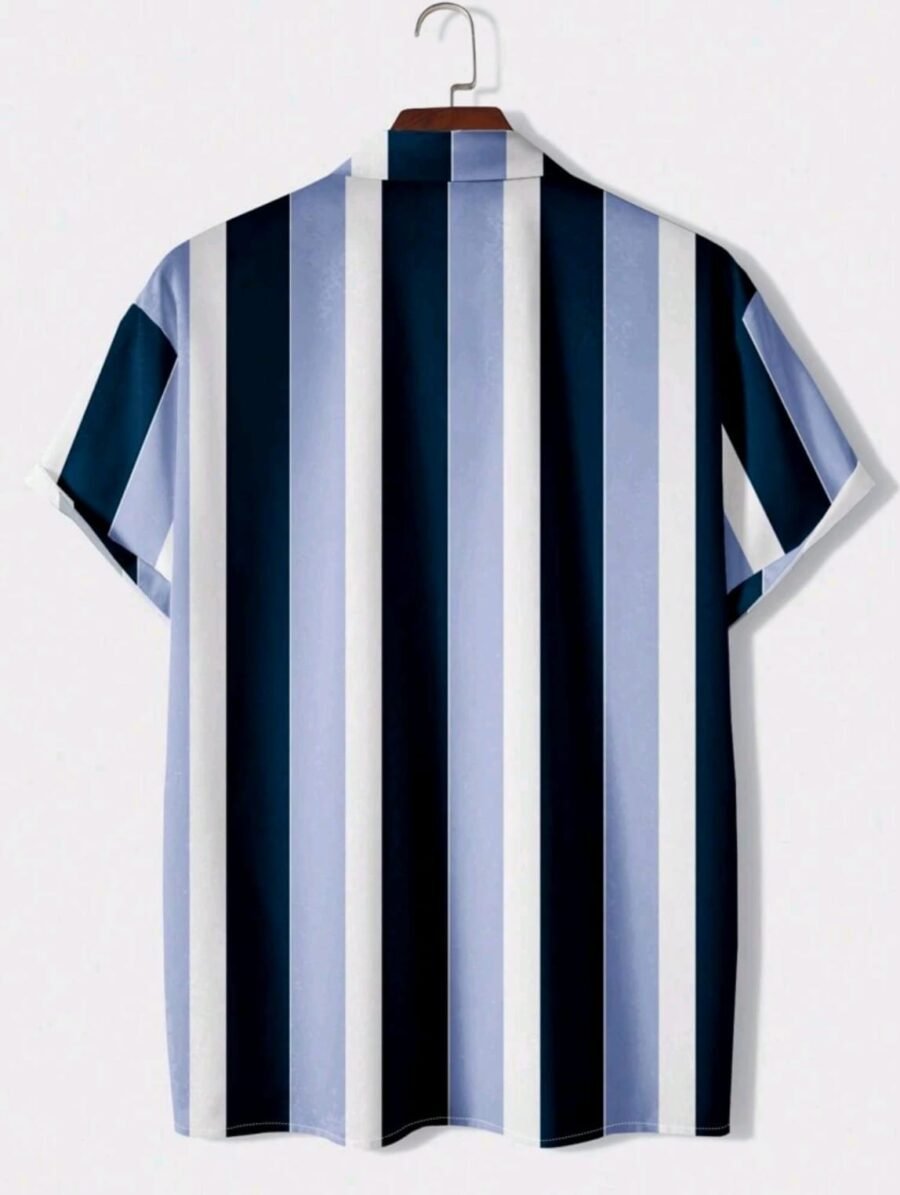 Manfinity Dauomo Hombres Camisa con estampado de rayas, camisas para caballeros, camisas de vestir mangas cortas franjas verticales