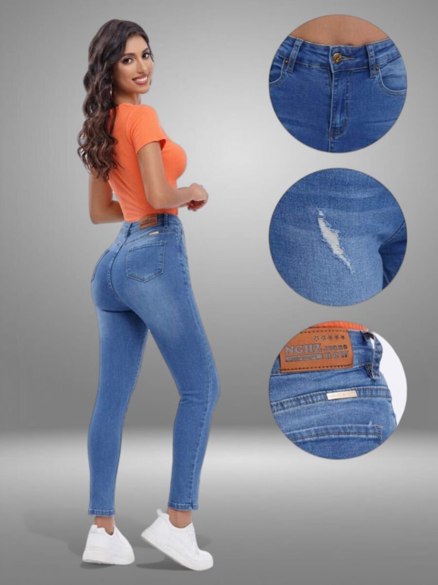 Pantalones para mujeres de mezclilla, pantalones azulones tubos