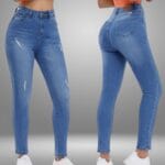 Pantalones para mujeres de mezclilla, pantalones azulones tubos