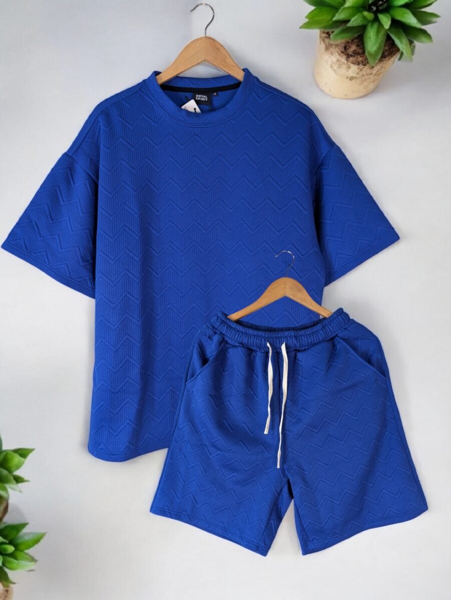 Conjunto Short Camisa Oversized para hombres, shores y camisas con tela de relieve, tejido waffle o panal, trajes de caballeros