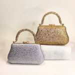 Carteras de mano para dama con perlas incrustadas, bolso de noche para mujeres