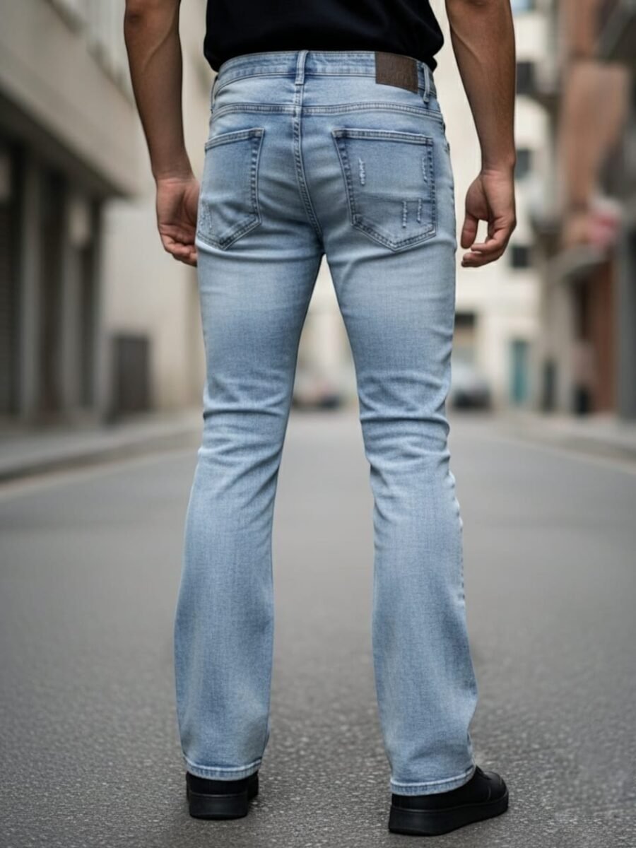 Pantalón acampanados para hombres marca FUNK, pantalones de mesclilla rasgados desteñido