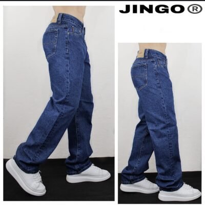 Pantalón Jingo para hombres, pantalones de corte recto azulones regular fit, mezclilla casuales