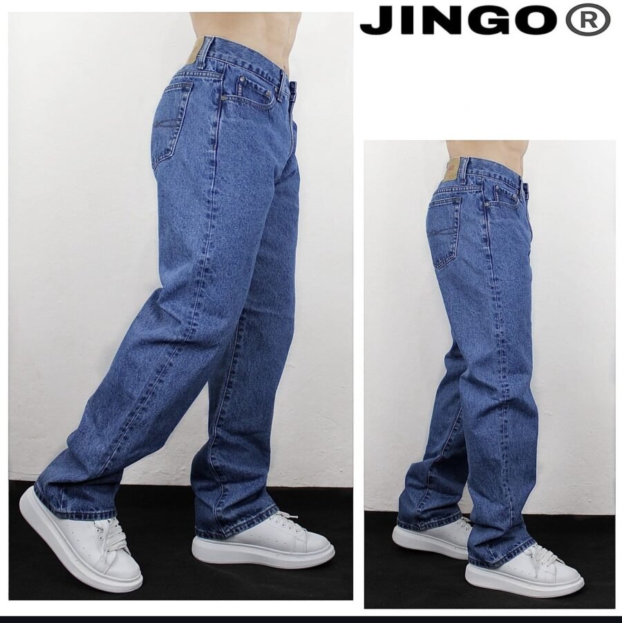 Pantalón Jingo para hombres, pantalones de corte recto azulones regular fit, mezclilla casuales