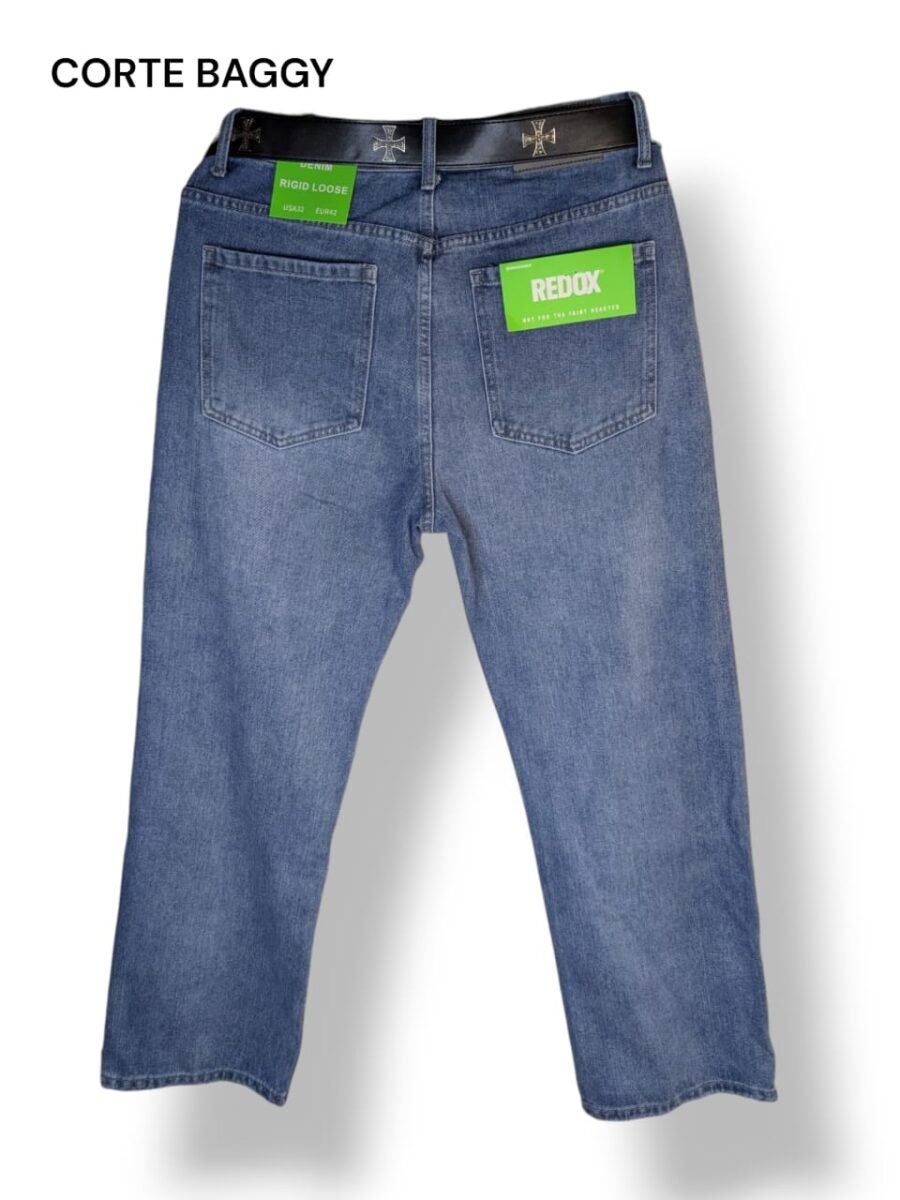 Pantalón Baggy para hombres (Pantalón+Faja) marca REDOX, flojos de mezclilla rasgados