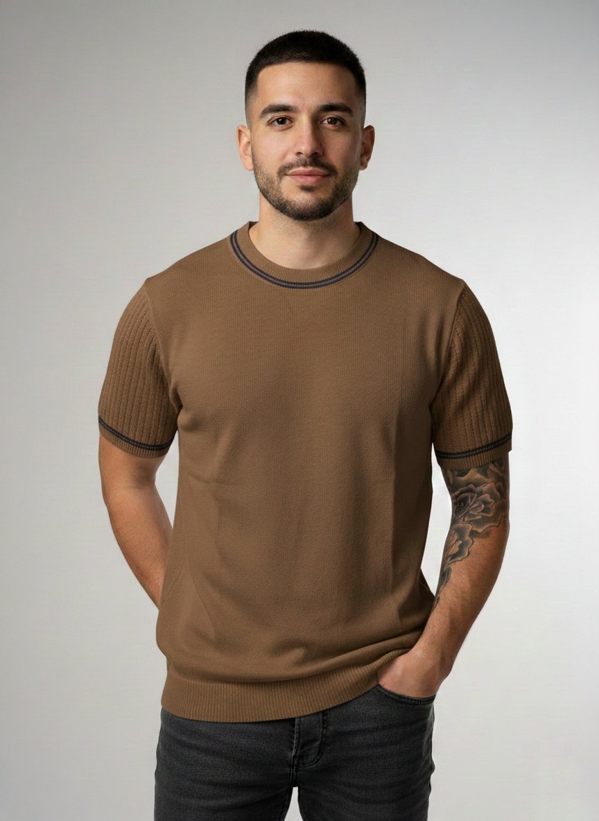 Funk Camisa estilo polo para hombres camisa de granaje, old money camiseta cuello redondo