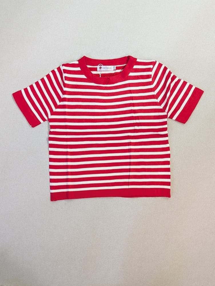 Crop top, camisas para mujeres a rayas, blusas de damas de algodón, camisas de cuello redondo