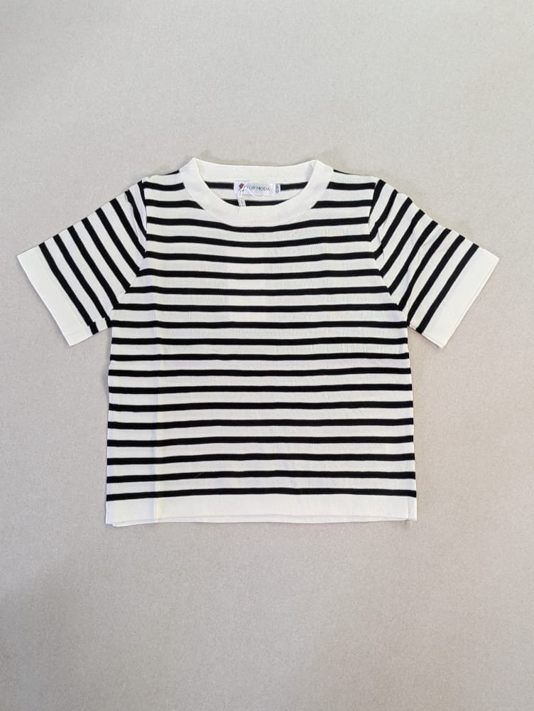 Crop top, camisas para mujeres a rayas, blusas de damas de algodón, camisas de cuello redondo