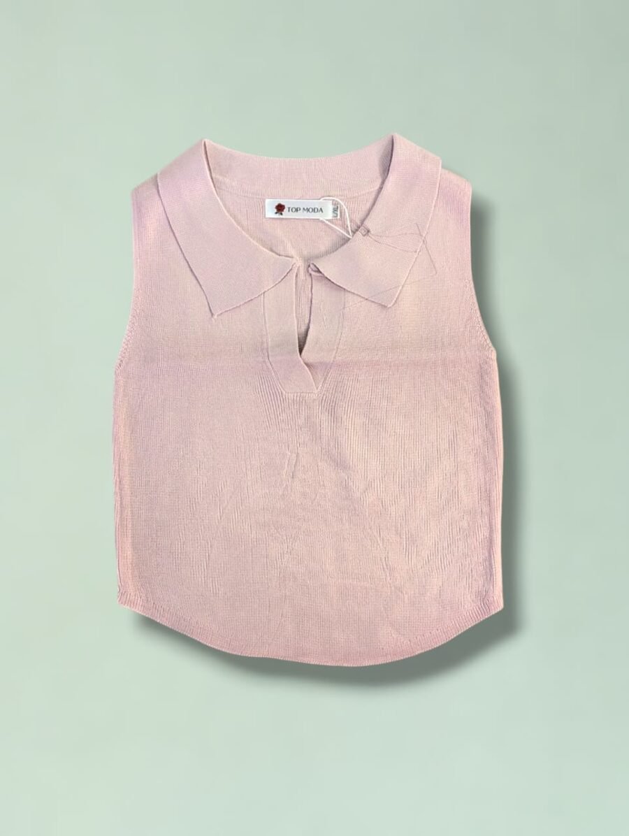 Blusas para damas de algodón, camisas estilo polo crop top, sin mangas de cuello, sport para mujeres