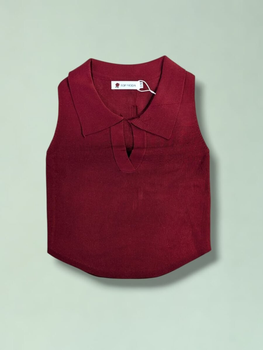 Blusas para damas de algodón, camisas estilo polo crop top, sin mangas de cuello, sport para mujeres