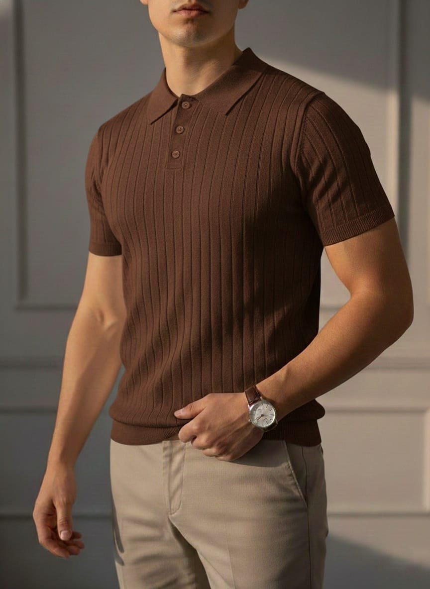 Funk Camisa estilo polo para hombres camisa de granaje, old money sport, con zipper