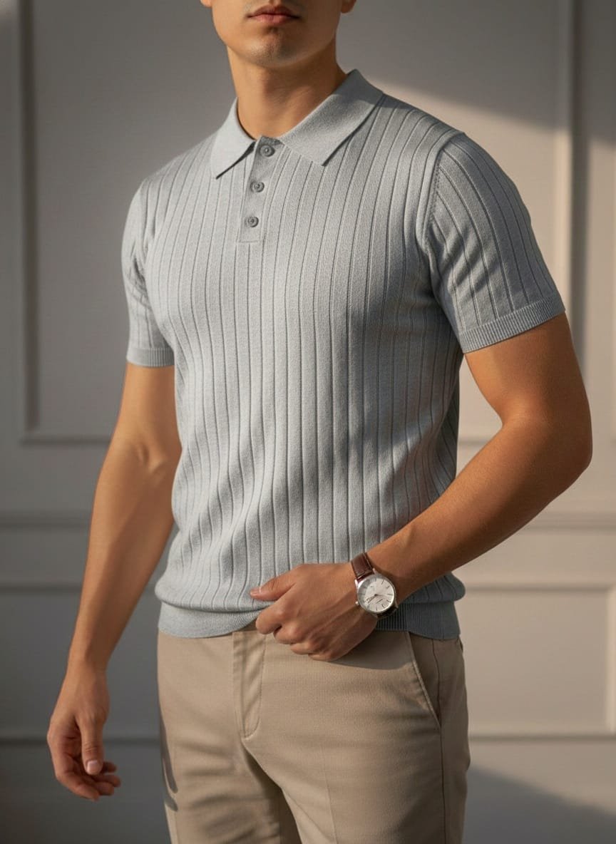 Funk Camisa estilo polo para hombres camisa de granaje, old money sport, con zipper