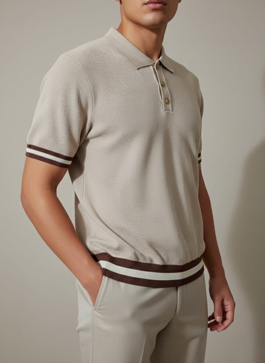 Funk Camisa estilo polo para hombres camisa de granaje, old money sport, con zipper