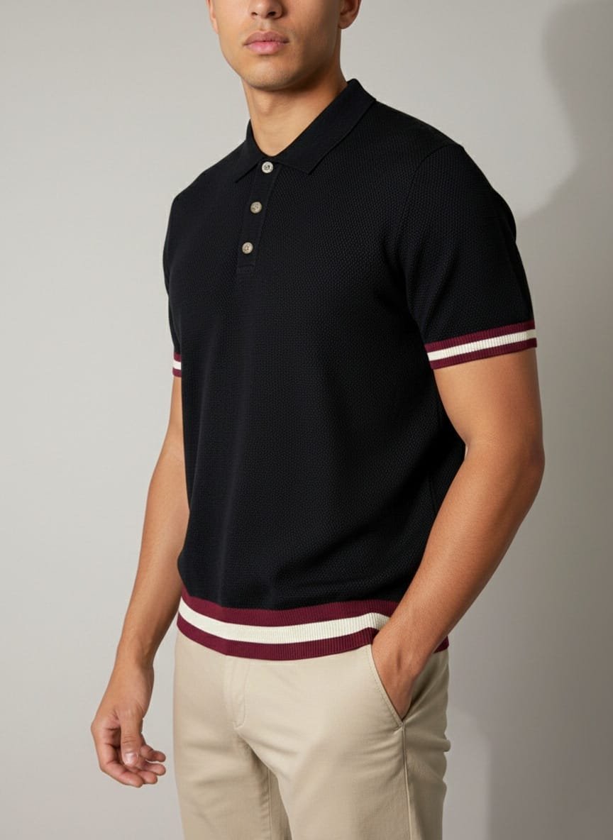Funk Camisa estilo polo para hombres camisa de granaje, old money sport, con zipper