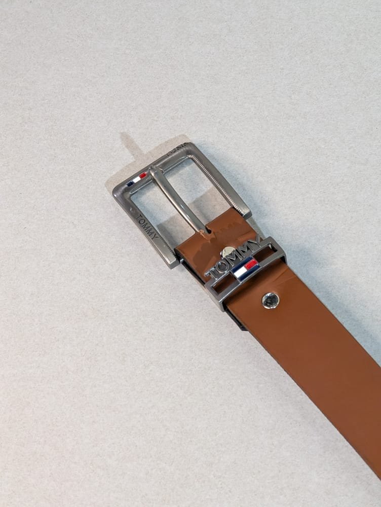 Fajas para hombres Tommy Hilfilger de cuero, cuero 100% natural, cinturones cafés, marrón