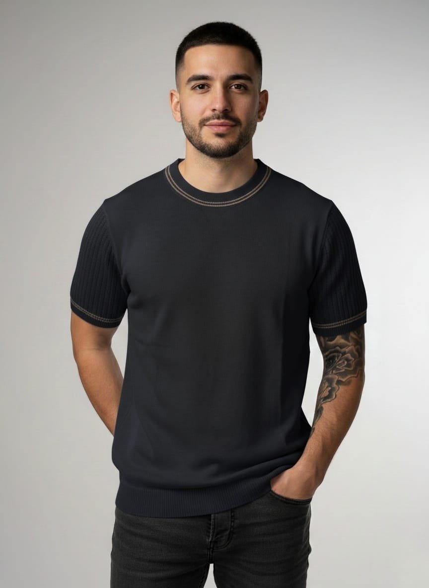 Funk Camisa estilo polo para hombres camisa de granaje, old money camiseta cuello redondo