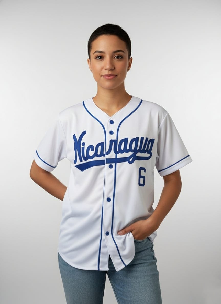 Camisa de beisbol Nicaragua, camisa deportiva a botones para hombres y mujeres, selección nicaragüense
