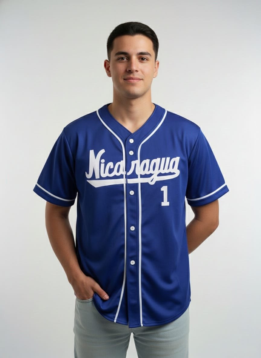 Camisa de beisbol Nicaragua, camisa deportiva a botones para hombres y mujeres, selección nicaragüense