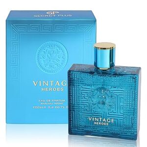 Vintage Hero - Perfume de colonia para hombre, espray natural, aroma masculino, maravilloso regalo de fragancia, Eau de Parfum para uso diario, 3.4 onzas líquidas