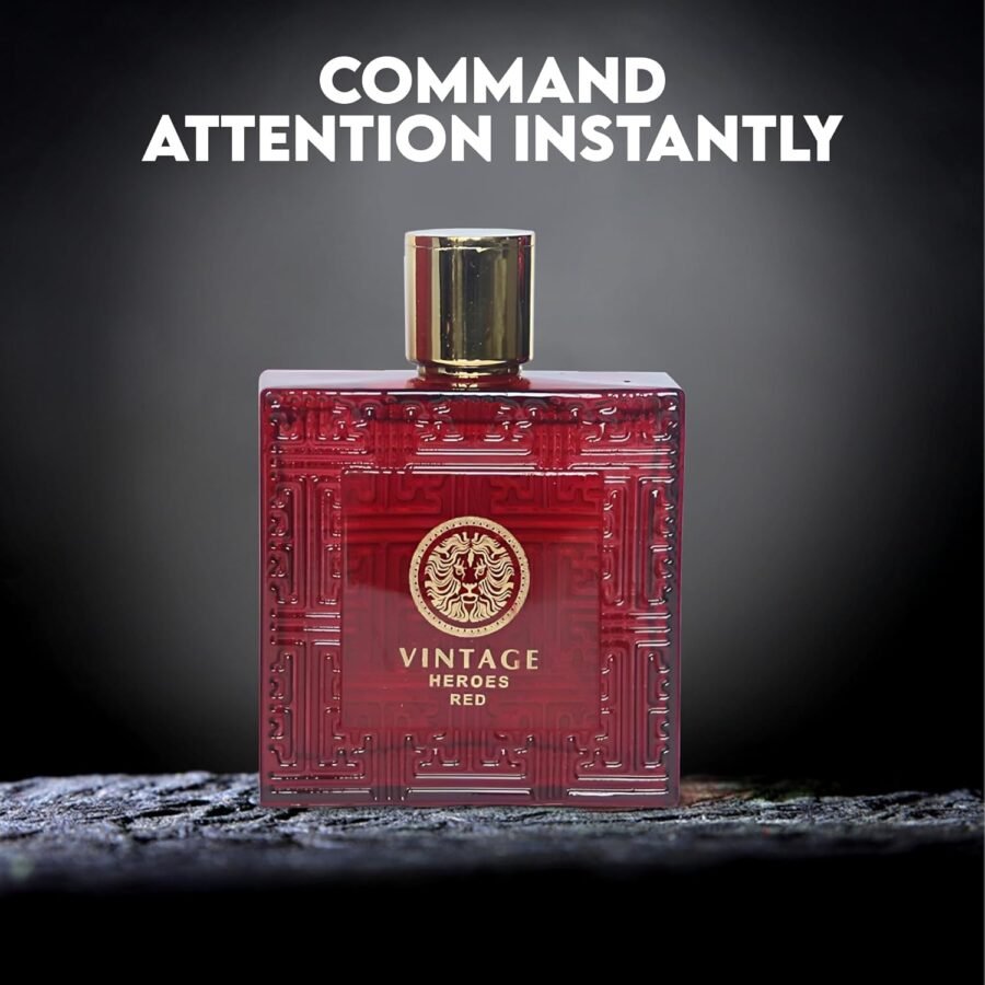 Eau De Parfume Colonia para hombre Natural Spray Vintage Heroes Perfume rojo con aroma afrutado cálido y floral, 3.4 onzas líquidas de fragancia de larga duración