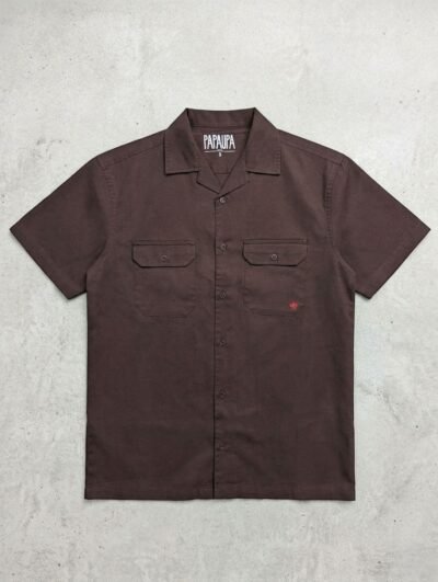 Camisa PAPAUPA para hombres de manga corta, cuello solapa, estilo casual, con bolsillos, versátil y cómoda, bolsas delanteras estilo columbia