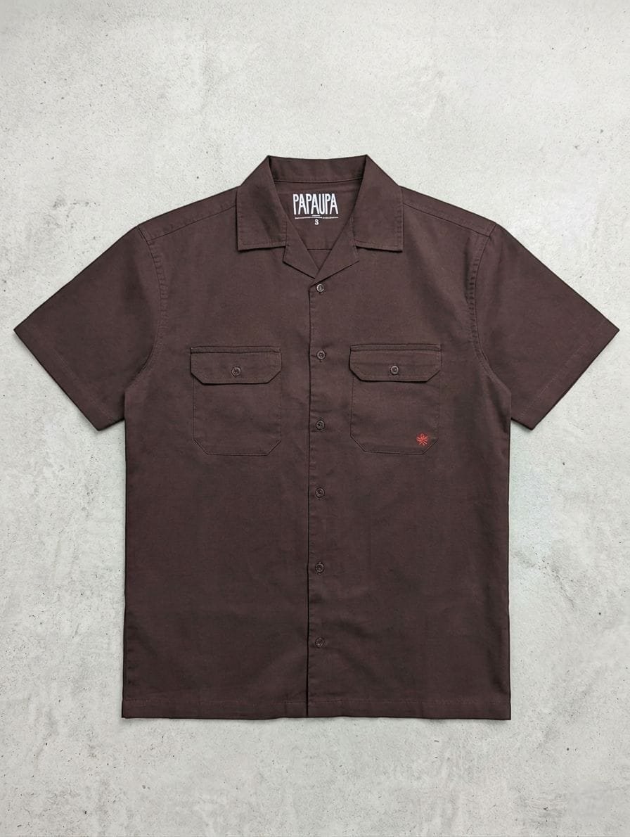 Camisa PAPAUPA para hombres de manga corta, cuello solapa, estilo casual, con bolsillos, versátil y cómoda, bolsas delanteras estilo columbia