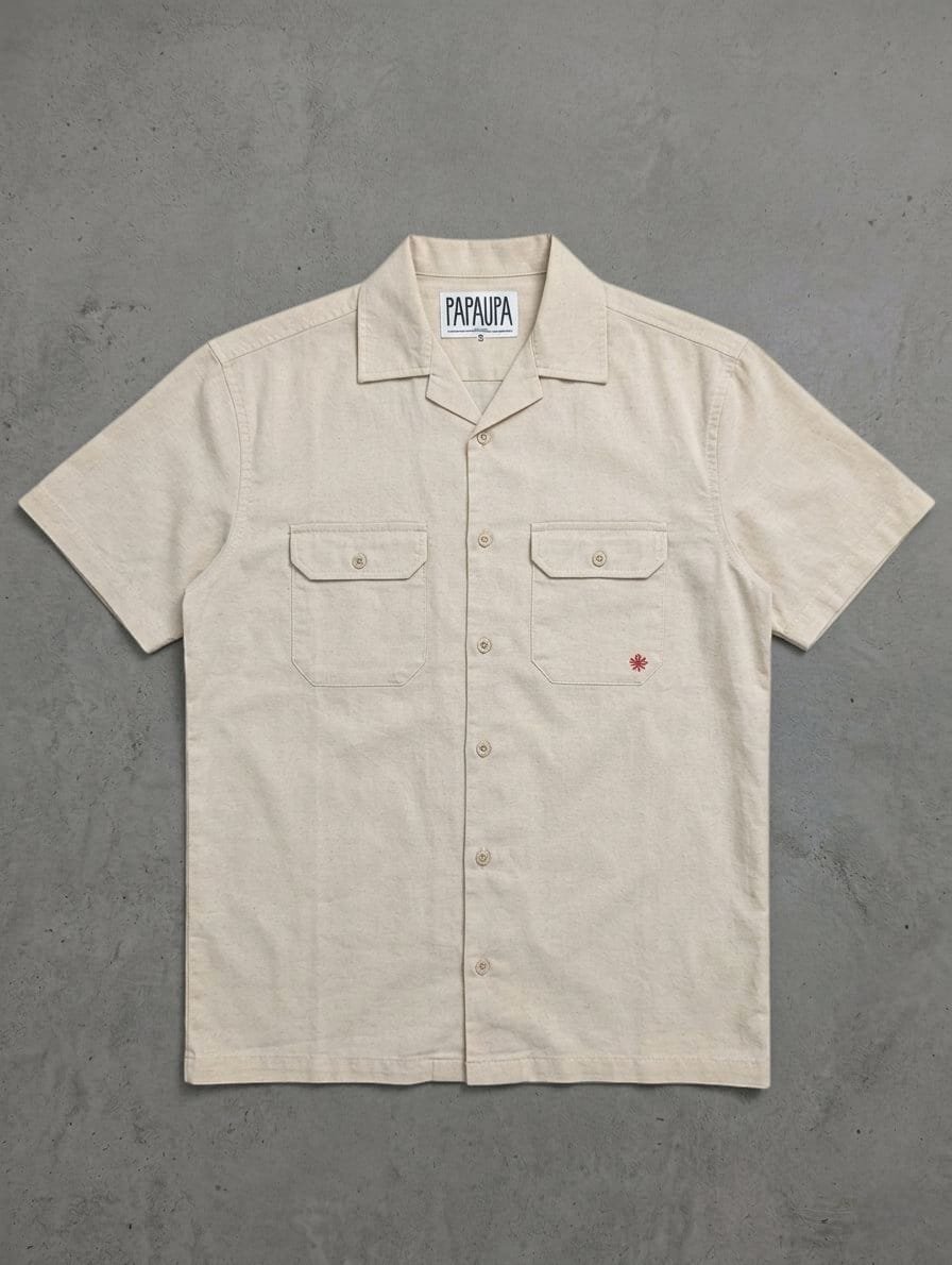 Camisa PAPAUPA para hombres de manga corta, cuello solapa, estilo casual, con bolsillos, versátil y cómoda, bolsas delanteras estilo columbia