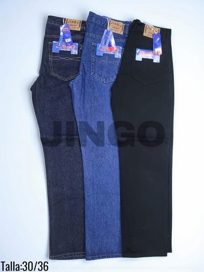 Pantalón Jingo imitación de mezclilla, corte recto clásico y casual para hombre, disponible en Petróleo, Azul, Negro.