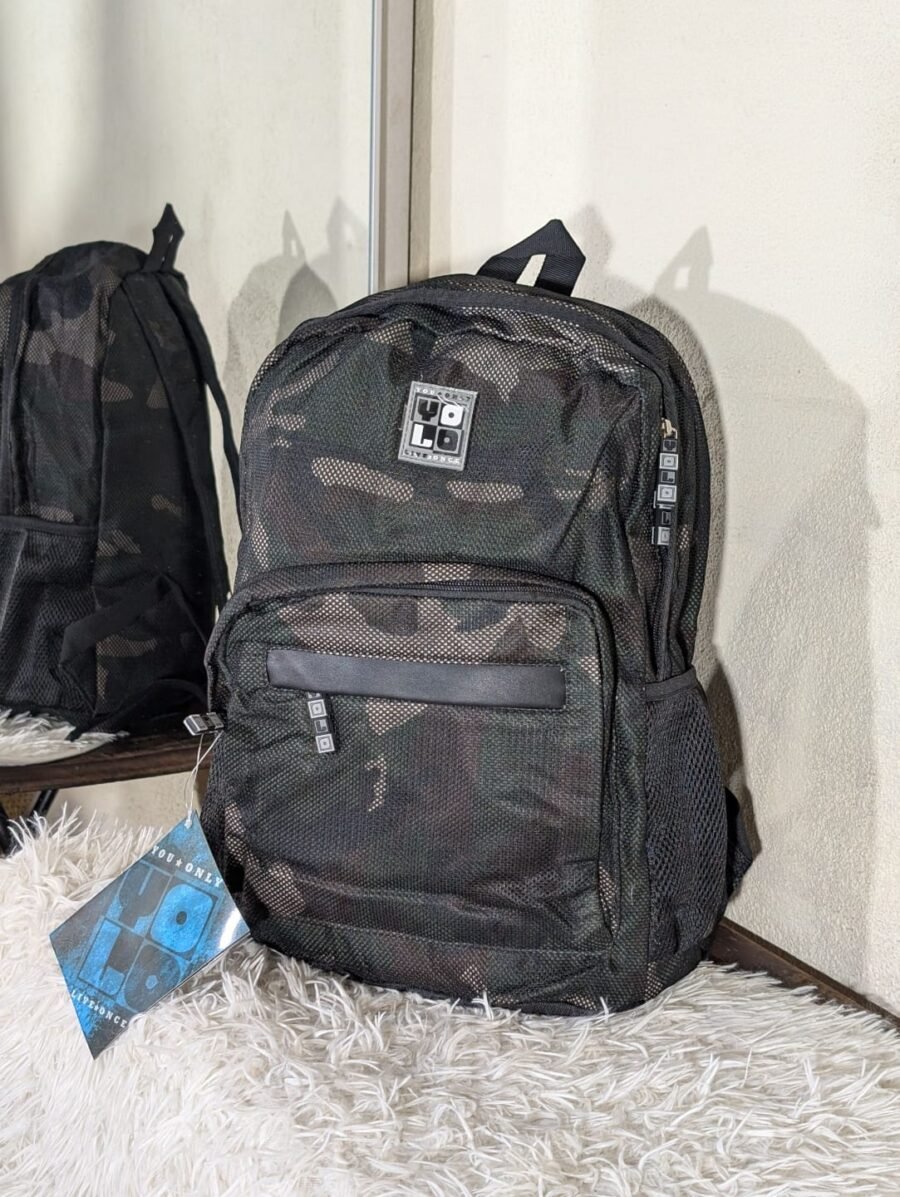 Mochila Yolo pequeña camufle urbana, juvenil, ligera, resistente, ideal para uso diario y escolar, en azul, gris, rojo.