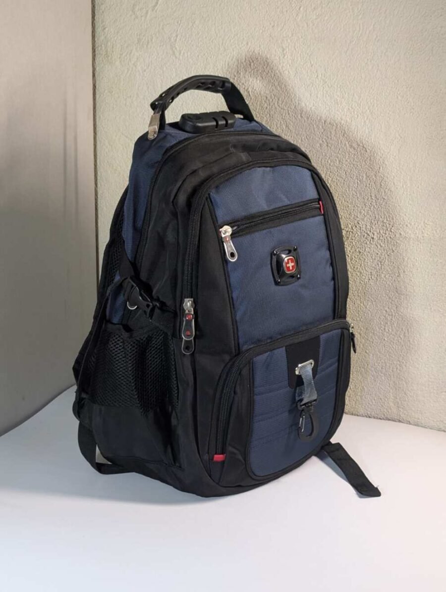 Mochilas Swissgear para hombres resistentes con múltiples compartimentos, ideales para laptop, viajes, oficina y uso diario, disponibles en variados colores.