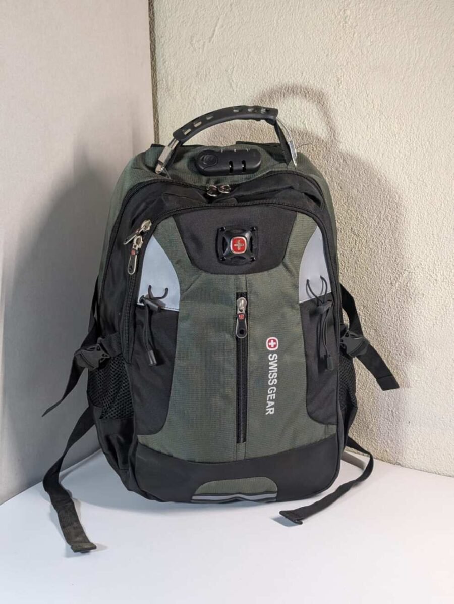 Mochilas Swissgear para hombres resistentes con múltiples compartimentos, ideales para laptop, viajes, oficina y uso diario, disponibles en variados colores.