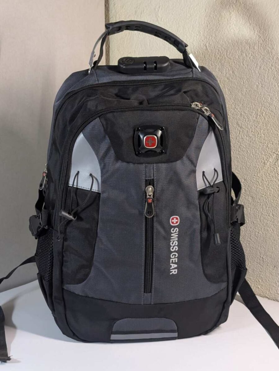 Mochilas Swissgear para hombres resistentes con múltiples compartimentos, ideales para laptop, viajes, oficina y uso diario, disponibles en variados colores.