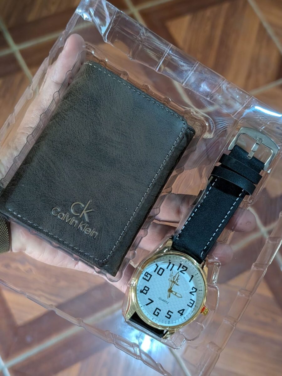 Conjunto de reloj y billetera, combo relojes analógicos con carteras para hombres de cueros, accesorios para caballeros, reloj analógico y billeteras con multidepositos de caballero