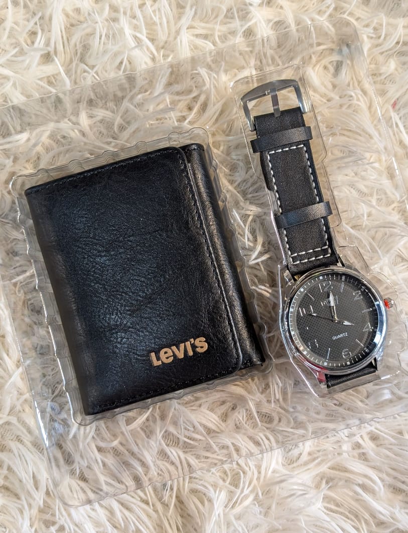 Conjunto de reloj y billetera, combo relojes analógicos con carteras para hombres de cueros, accesorios para caballeros, reloj analógico y billeteras con multidepositos de caballero