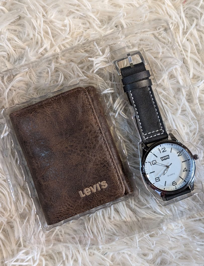 Conjunto de reloj y billetera, combo relojes analógicos con carteras para hombres de cueros, accesorios para caballeros, reloj analógico y billeteras con multidepositos de caballero