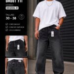 Pantalón Baggy para Hombre Jeans Corte Holgado Estilo Urbano Denim Gris Oscuro Tallas 28-38